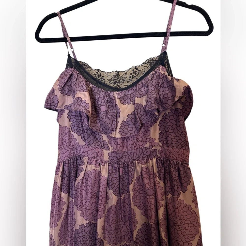Lil for Anthropologie Cone What May Silk Floral Babydoll Dress sz 8